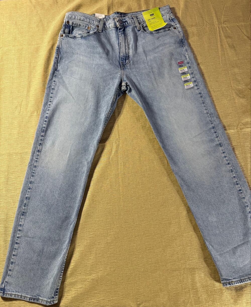 Levi’s 502 Taper Jeans Mens 36x32 NWT Light Wash Flex Stretch Denim